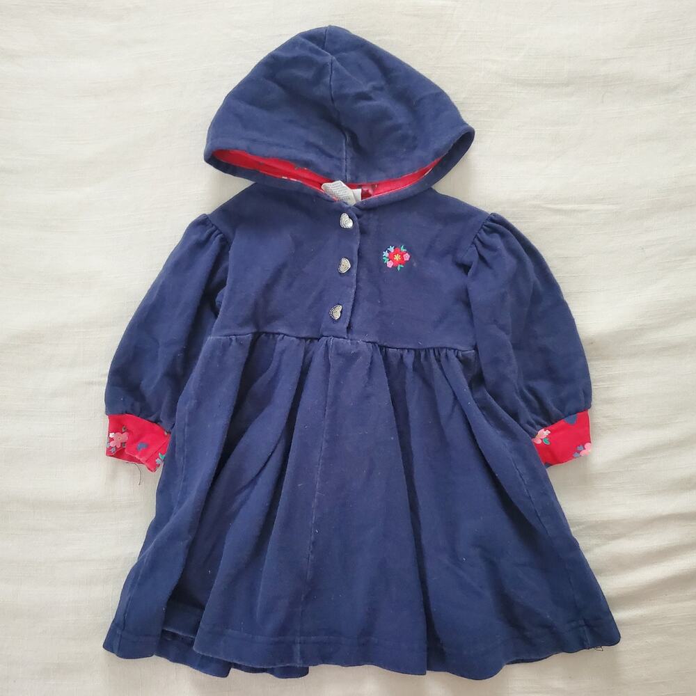 Vintage Navy Blue Hooded Dress 18-24 months